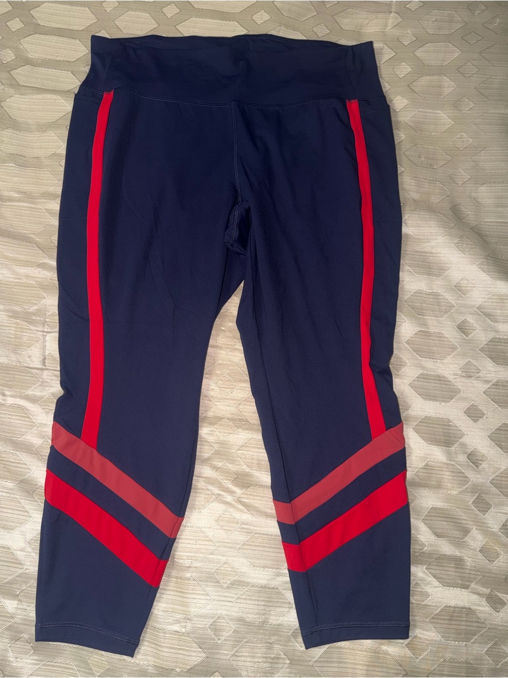 Livi Active Navy Leggings with Red Stripe Accents